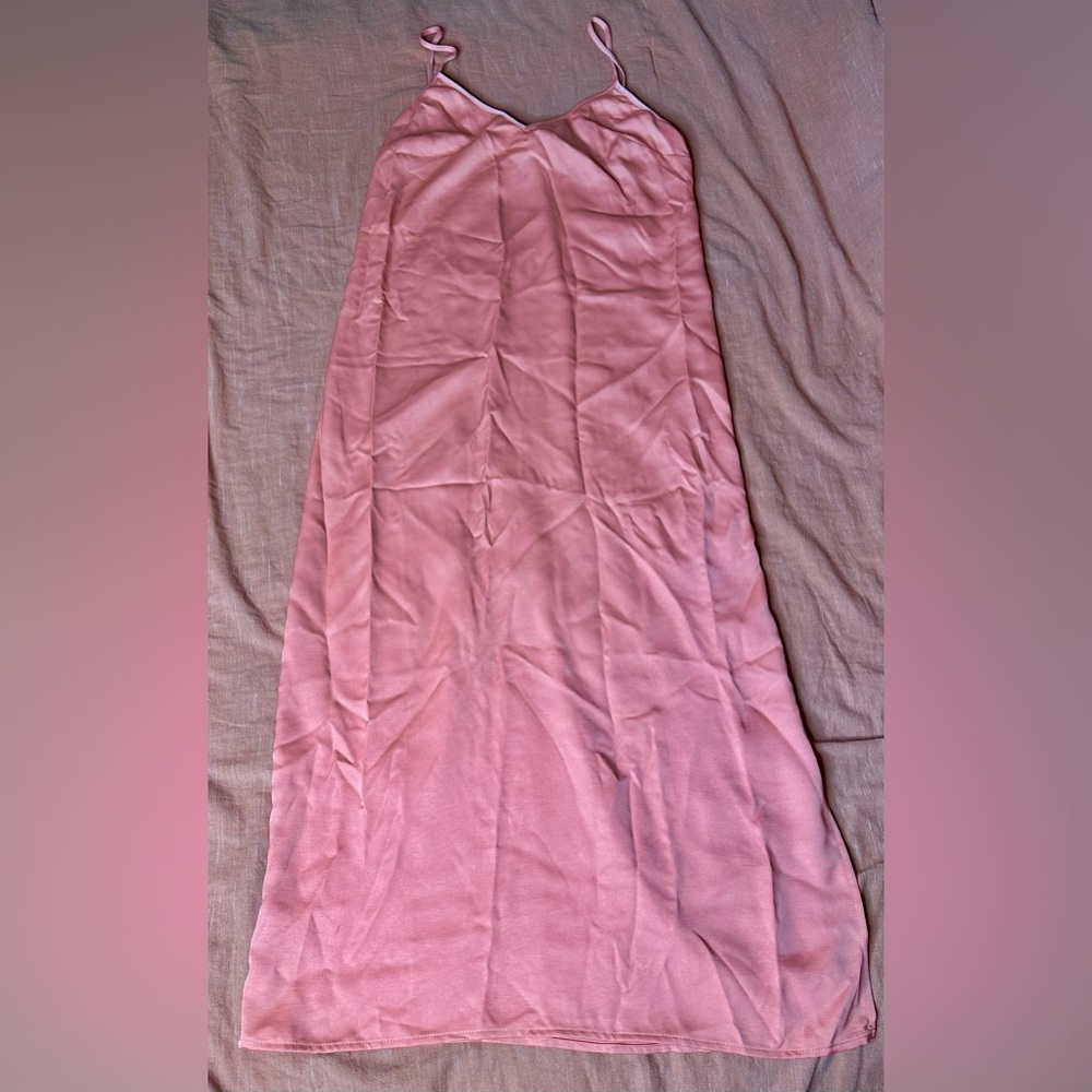 Coral Silk Slip Dress
